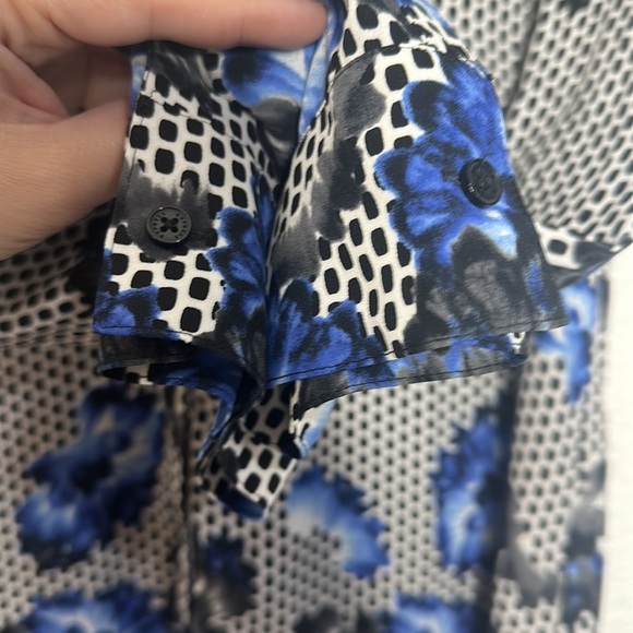 EXPRESS the portofino shirt size large blue floral dots business work office - Picture 5 of 7